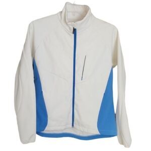 Denali Hooded Cream and Blue Lightweight Ski Jacket Women's XL